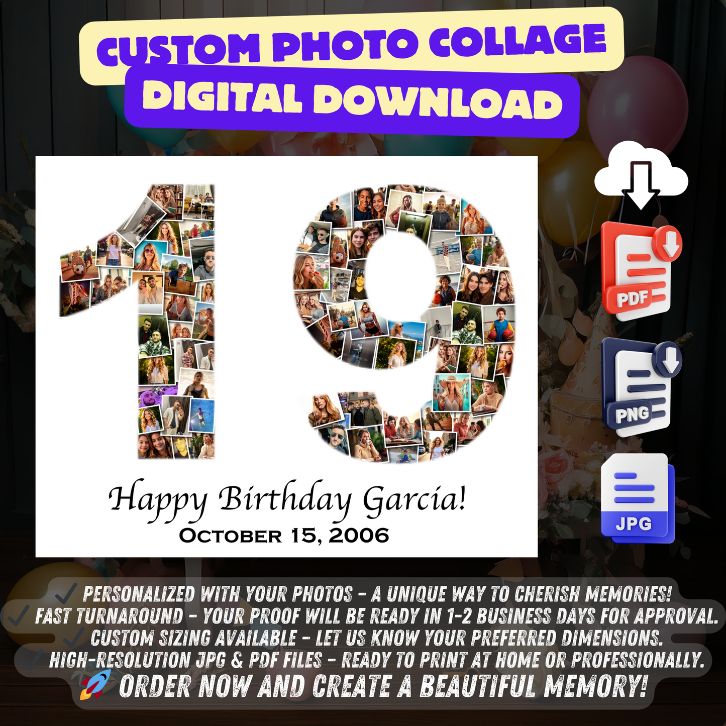 Individuelles Geschenk zum 70. Geburtstag – Zahlen-Fotocollage