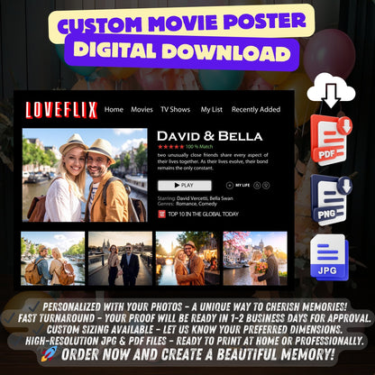 Custom Netflix Movie Poster Gift, For Husband Boyfriend PC0220