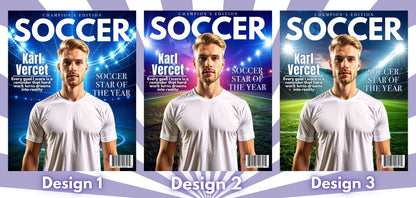Personalized Soccer Magazine Cover | Custom Sports Poster with Photo & Name | Gift for Athletes, Fans | Soccer Player Gift, Printable