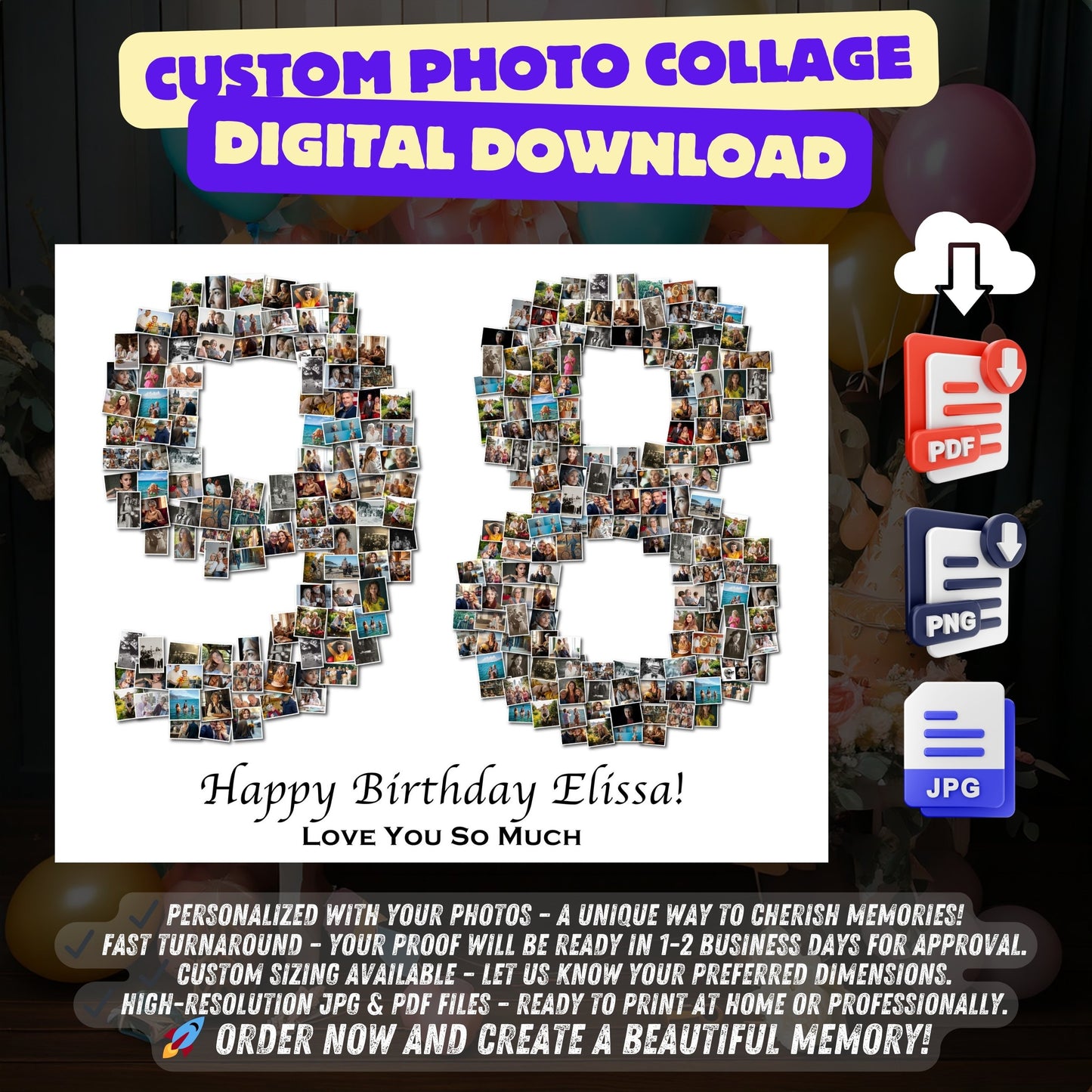 Individuelles Geschenk zum 70. Geburtstag – Zahlen-Fotocollage