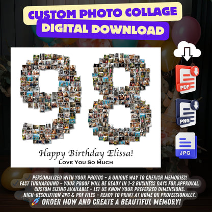 Individuelles Geschenk zum 70. Geburtstag – Zahlen-Fotocollage