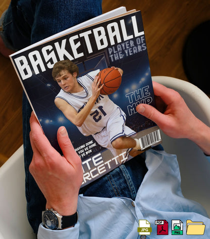 Personalized Basketball Magazine Cover — Custom Sports Poster | Basketball Player Gift