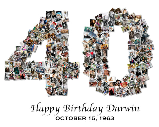 40th Birthday Photo Collage - Any Number (1-100) Photo Collage - Printable Digital File