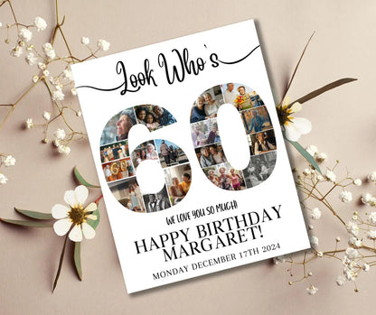 SET 60th Birthday Photo Montage Board - Canva Editable Template - 60th Party Sign